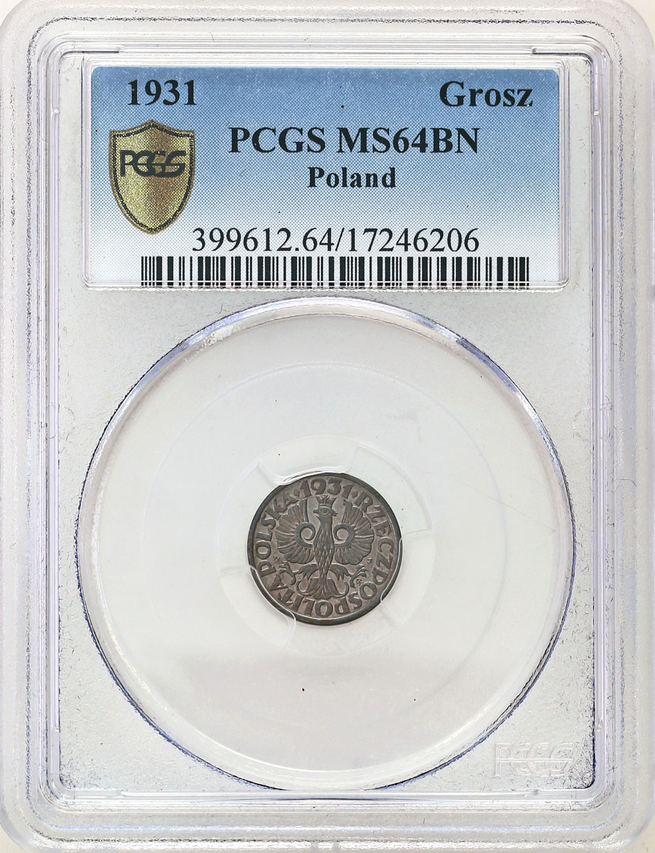 II RP. 1 grosz 1931 PCGS MS64 BN